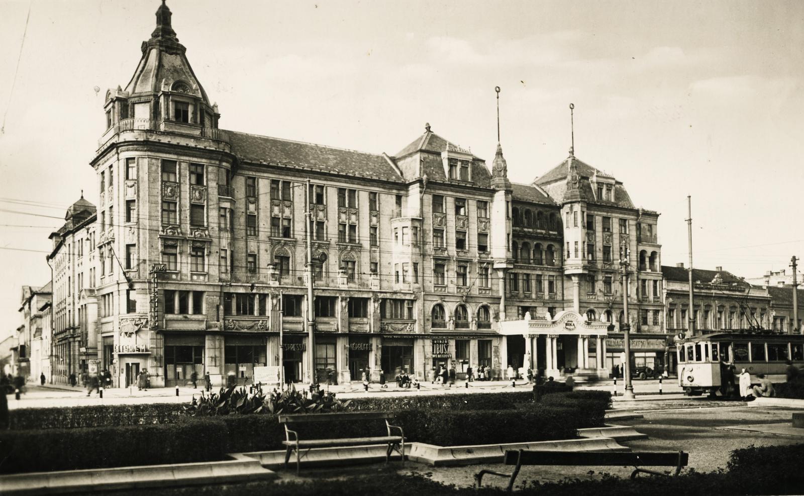 Hungary, Debrecen, Piac utca, Aranybika Szálloda., 1937, Karsai Kata, Fortepan #236009