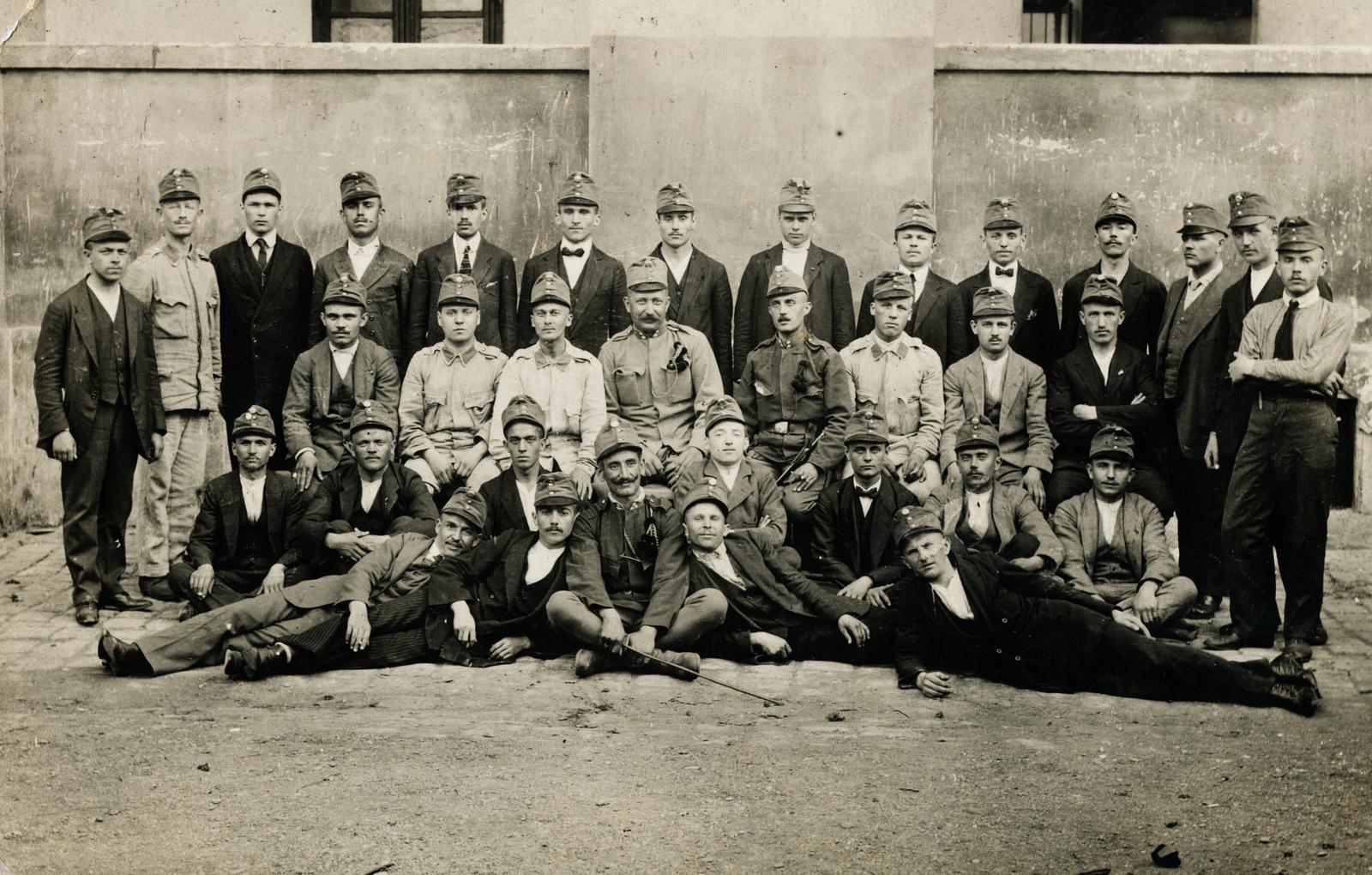 1930, Karsai Kata, caps, uniform, tableau, Fortepan #236010