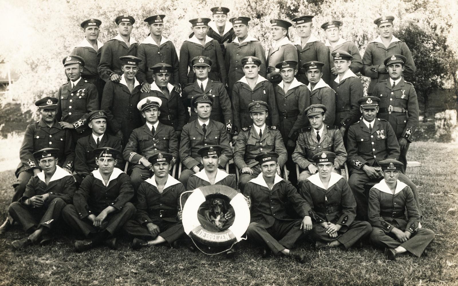 1926, Csáki László Csaba, tableau, uniform, men, lifebelt, Fortepan #236097