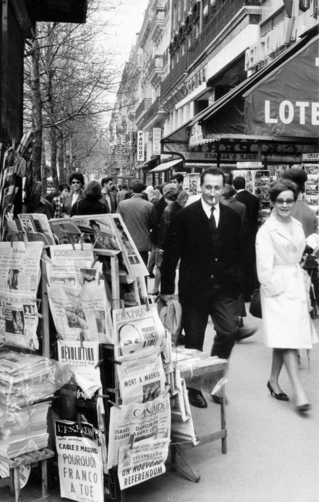 1967, Éltető, french sign, newsstand, Fortepan #236283