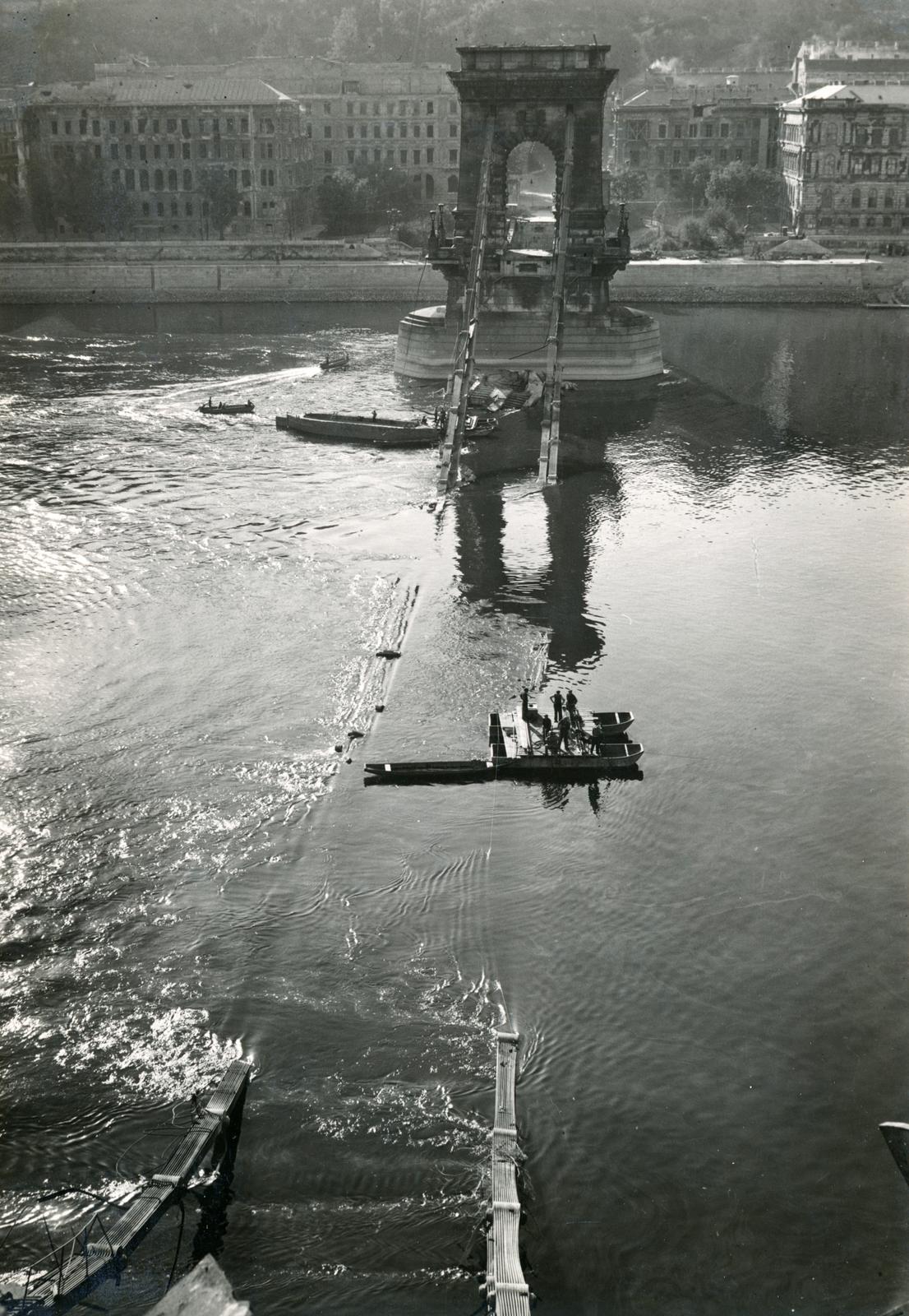 1946, Gál Edit, Best of, wrecked bridge, water surface, Fortepan #236562