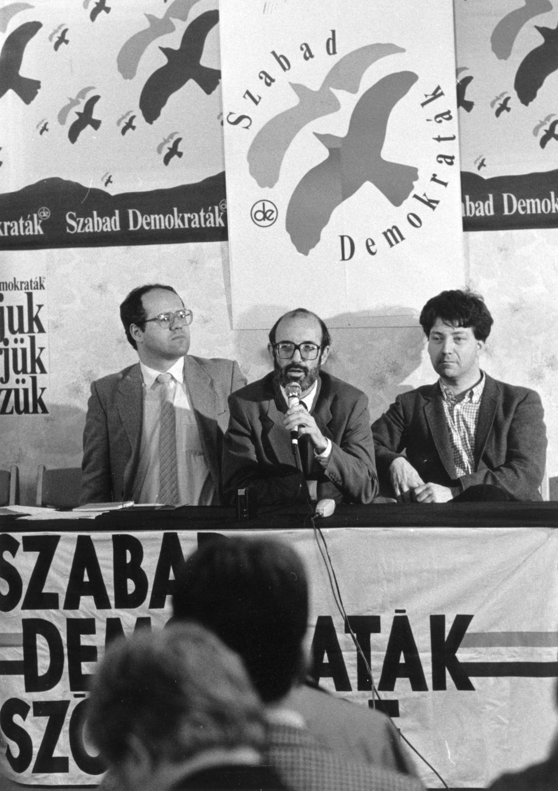 1990, Zalai Mária, Szabad Demokraták Szövetsége, gyűlés, plakát, Fortepan #236767