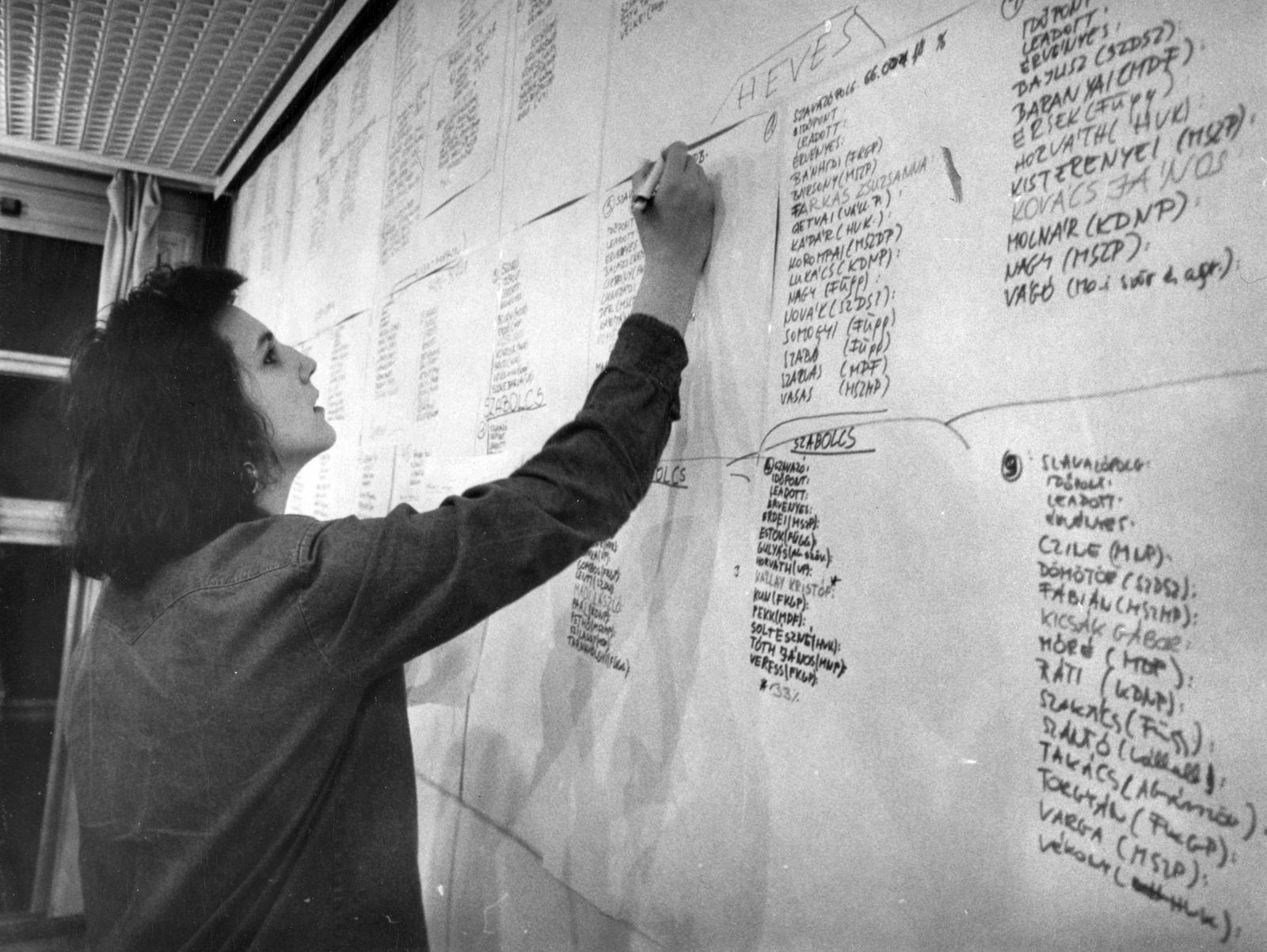 1990, Zalai Mária, szavazás, Fortepan #236775