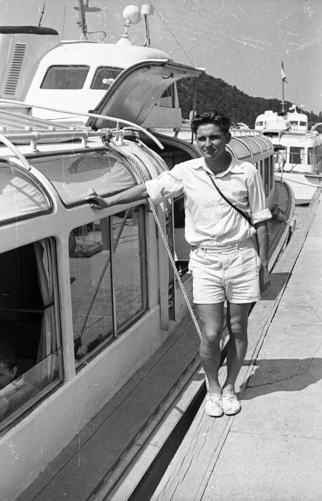 Hungary,Lake Balaton, Tihany, Csopak vízibusz a kikötőben., 1957, Pálfi Balázs, water bus, Fortepan #23909