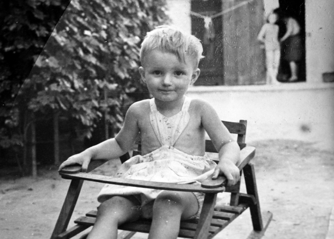 1942, Pikola Zsuzsa, kid, high chair, Fortepan #24230
