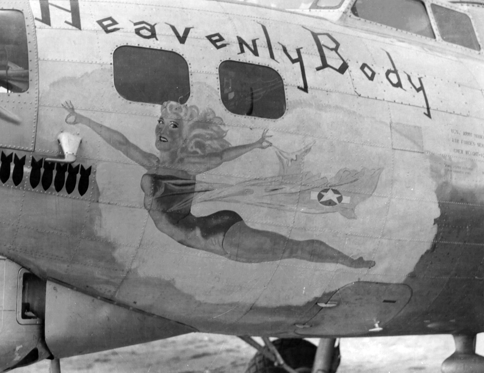 B-17G Flying Fortress bombázógép "nose art"-ja, azaz orrfestése., 1944, National Archives, american brand, bombing, airplane, fighter plane, second World War, Boeing-brand, Fortepan #24345