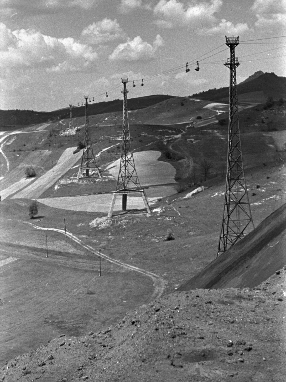 Hungary, Salgótarján, Pintértelep, drótkötélpálya a meddőhányónál., 1959, Szánthó Zoltán, mining, Fortepan #24369