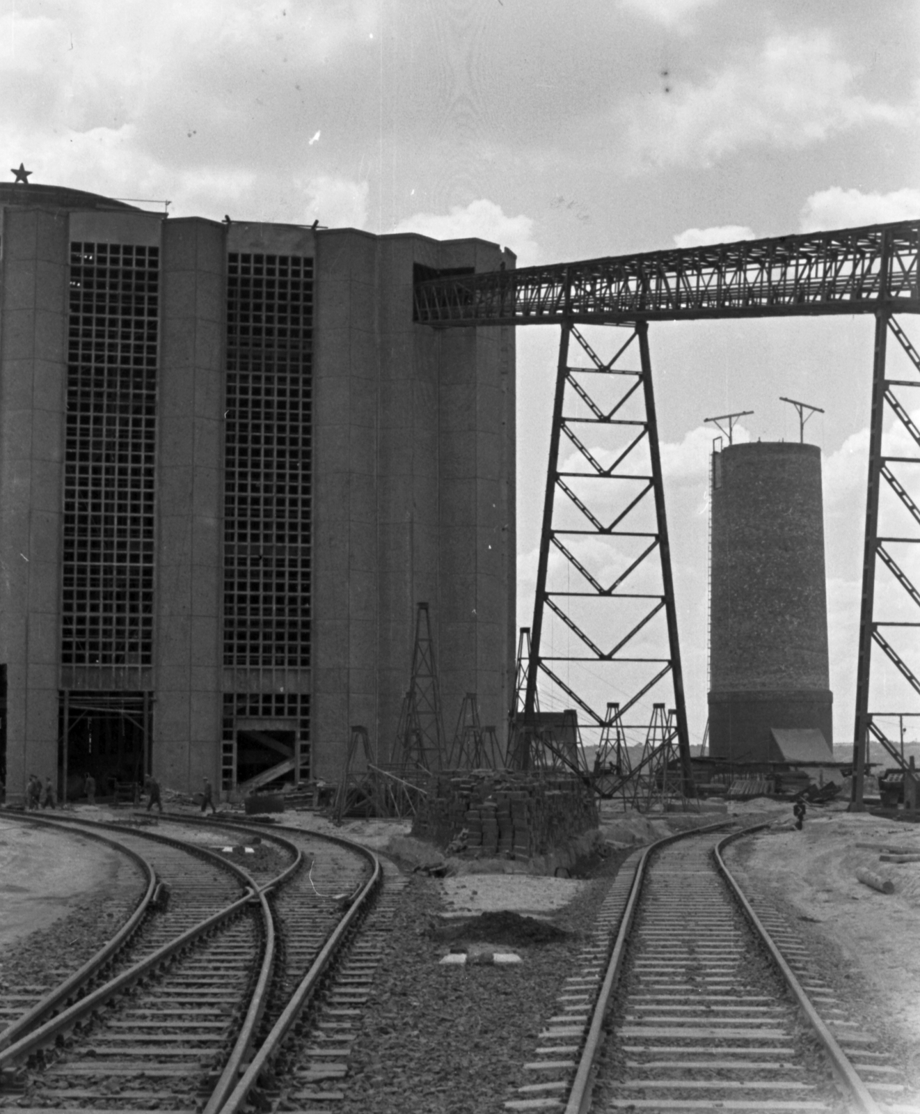 Hungary, Pécs, a Pécsi Hőerőmű építése., 1959, Szánthó Zoltán, power station, Fortepan #24392