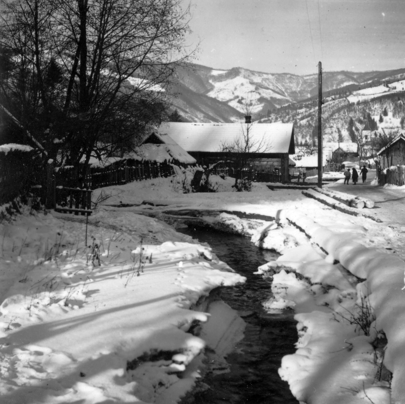 1939, Lőrincze Judit, tél, patak, Fortepan #24506