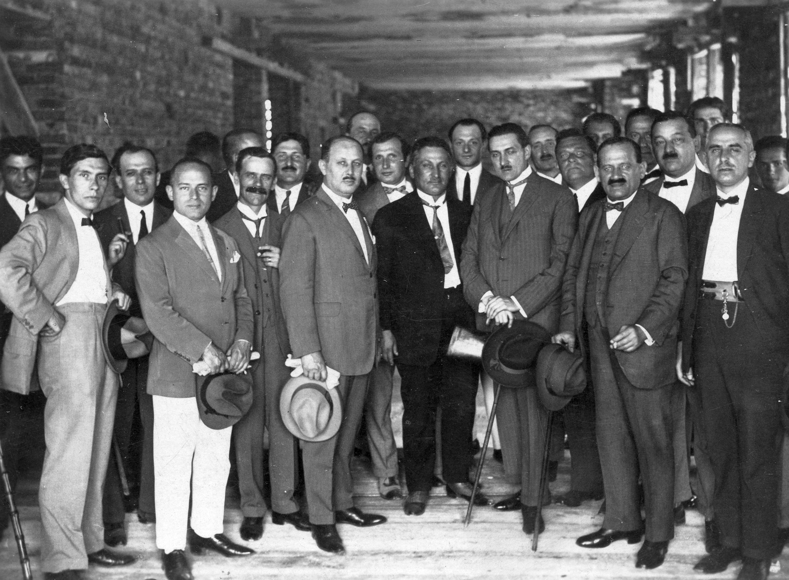 1928, Katona Zoltán, fashion, tableau, men, construction, Fortepan #24599