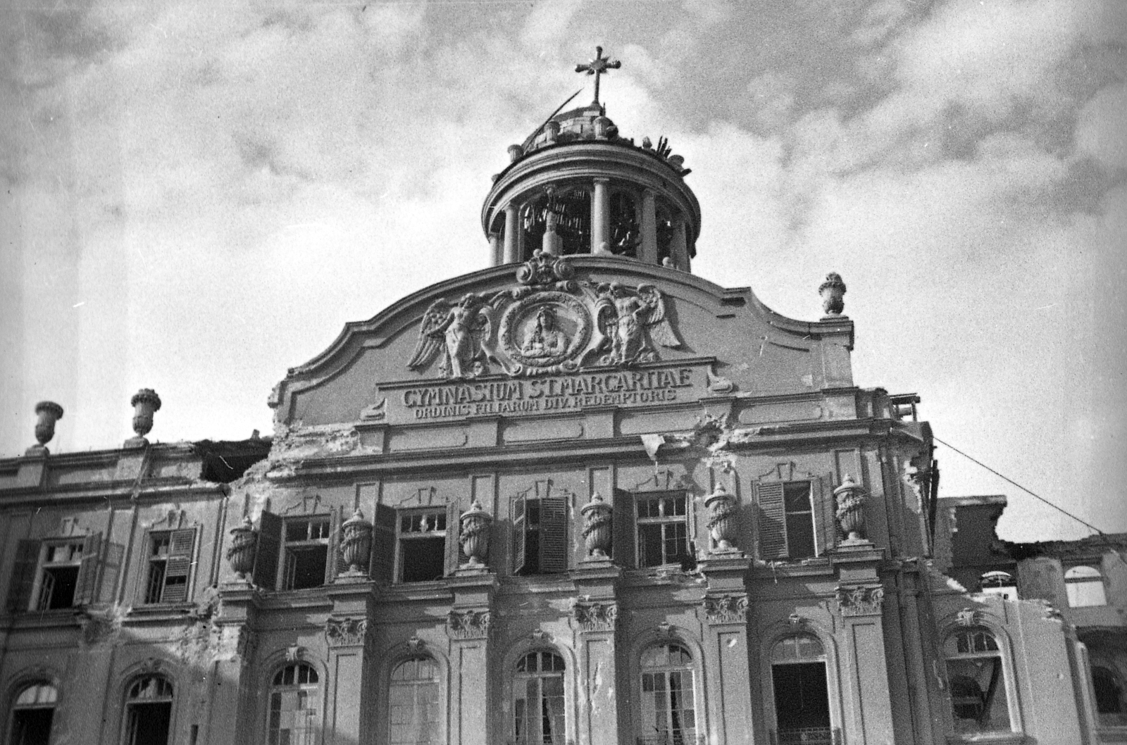 Hungary, Budapest XI., Villányi út (Szt. Imre herceg útja) 5-7. Szent Margit Gimnázium., 1945, Kurutz Márton, high school, palace, Budapest, Neo-Baroque-style, Gáspár Fábián-design, Fortepan #24672