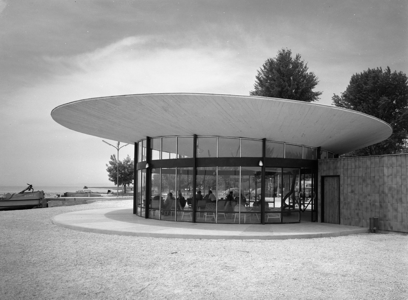 Hungary,Lake Balaton, Tihany, Tihanyrév hajóállomás., 1963, UVATERV, architecture, Fortepan #2482