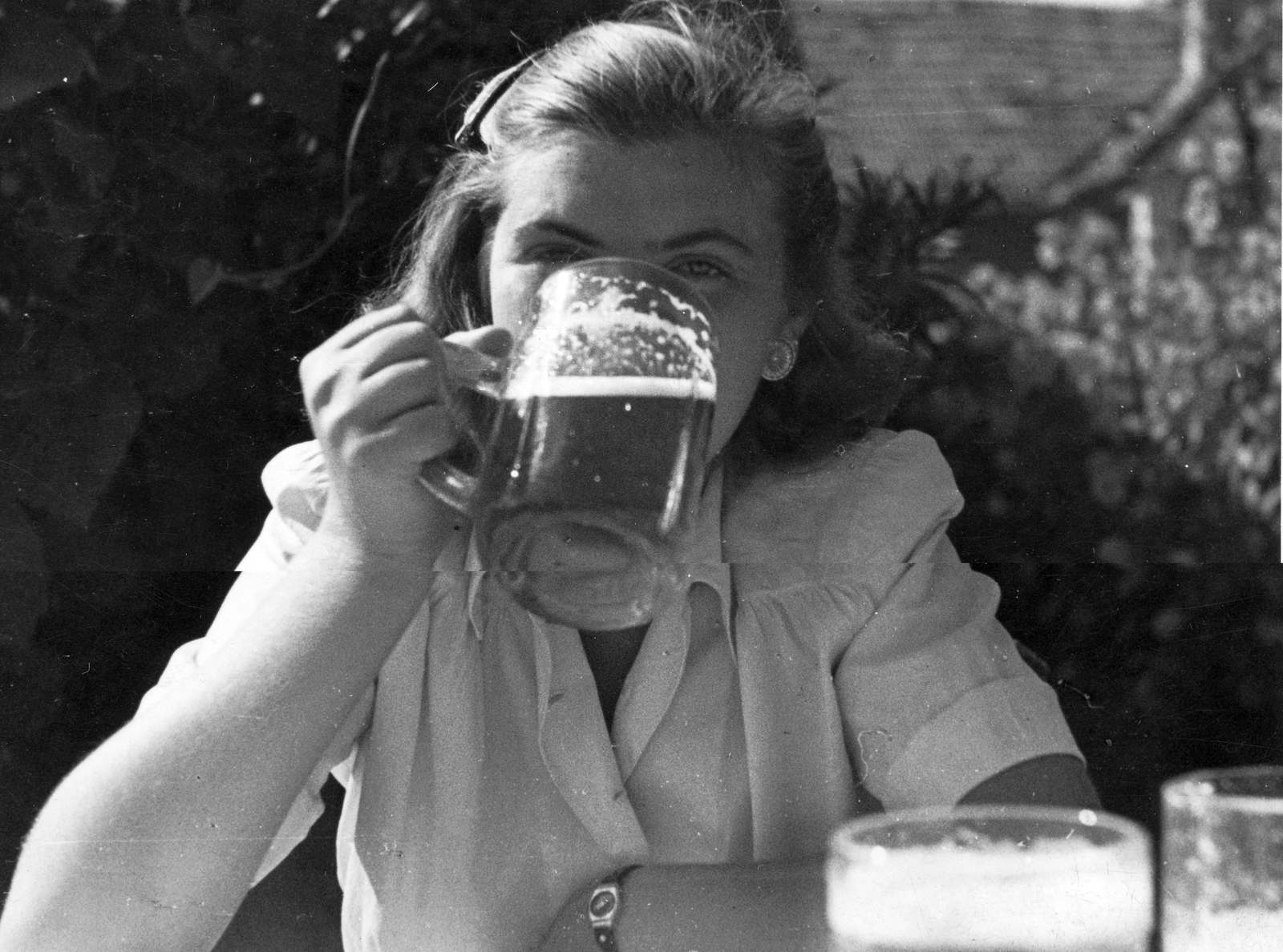 1943, Zombory György, portrait, beer mug, Fortepan #24844