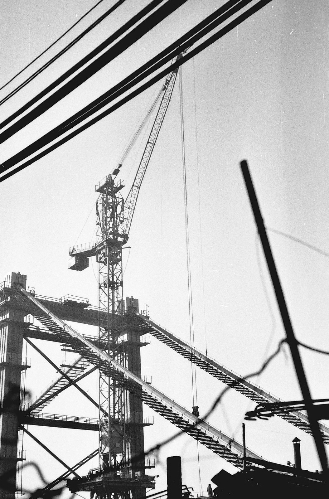 Hungary, Budapest V., az Erzsébet híd építése a pesti hídfőnél., 1963, Tóth Károly dr, Budapest, Fortepan #24884