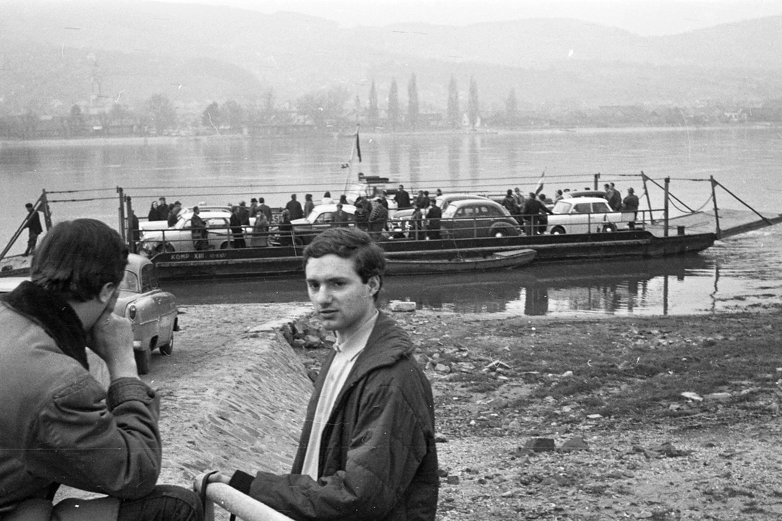 Hungary,Danube Bend, Visegrád, Duna-part, kompkikötő, szemben Nagymaros., 1967, Tóth Károly dr, ferry, Fortepan #24917