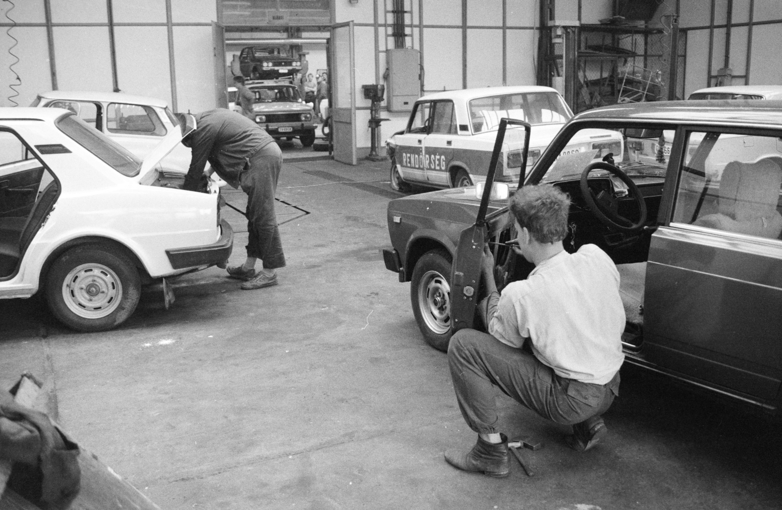 1986, Vimola Károly, car repair, police vehicle, Fortepan #250403