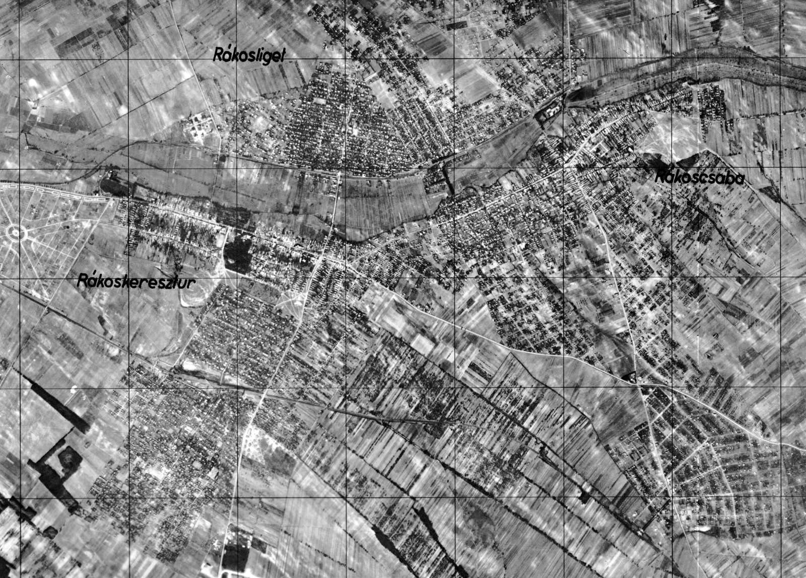 Hungary, Budapest XVII., légifotó Rákosliget, Rákoskeresztúr és Rákoscsaba környékéről., 1940, Fortepan, aerial photo, Budapest, Fortepan #25078