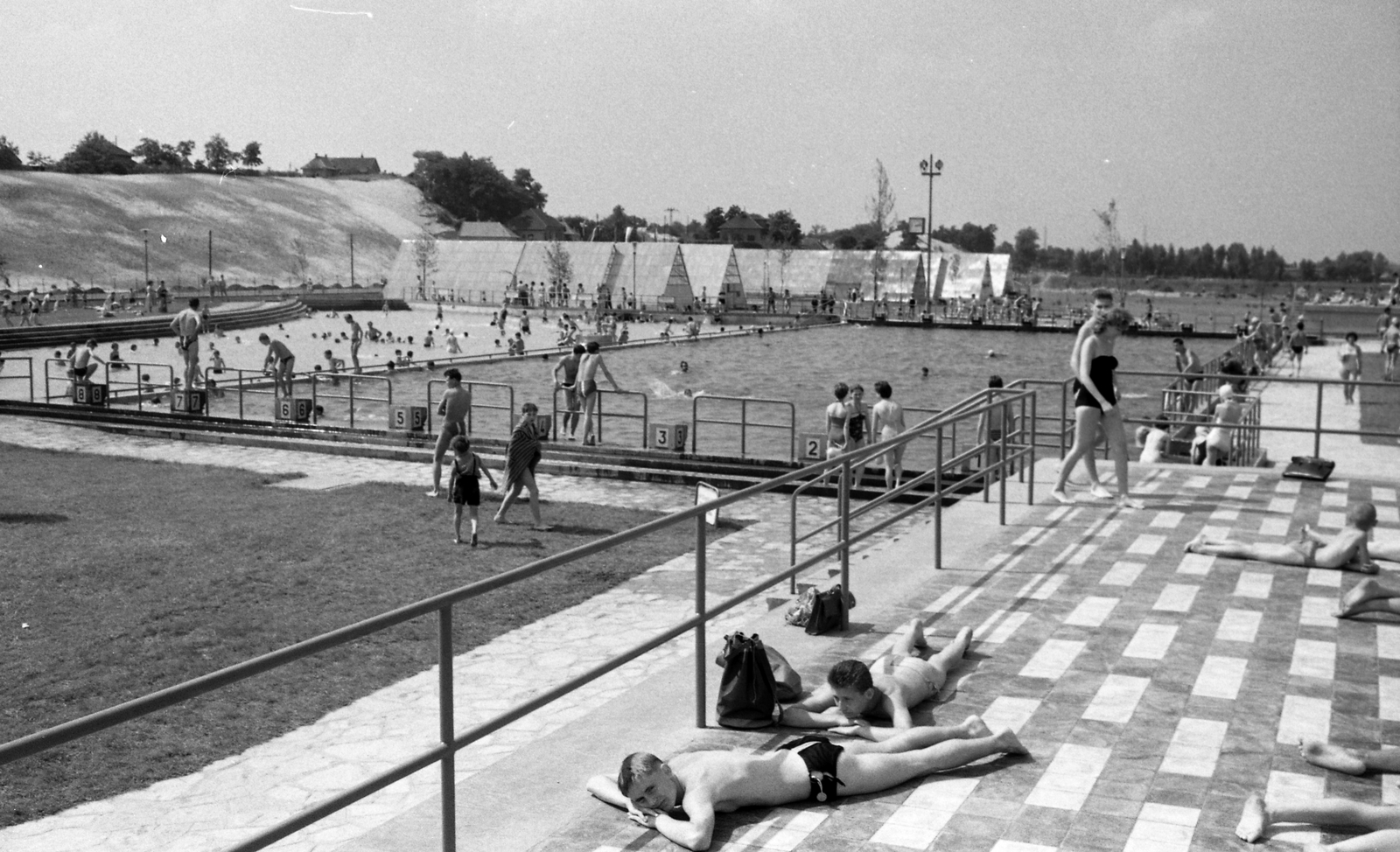 Magyarország, Budapest XXI., Hollandi út 14., Csepeli Strand., 1961, FŐMTERV, Domonkos Endre, Budapest, Fortepan #251507