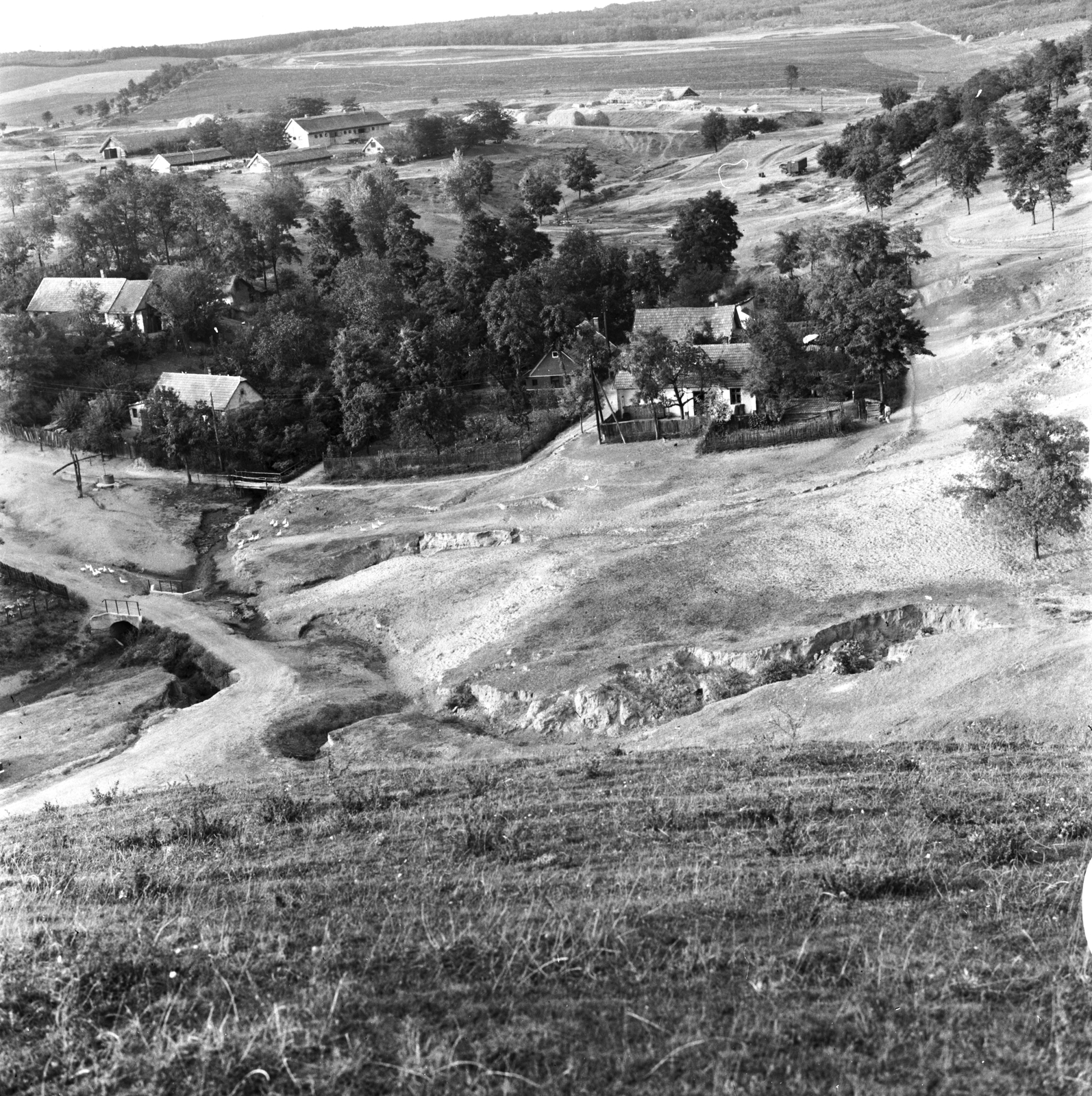 Magyarország, Kerepes, a Kerepesi-patak forrásvidéke, lent a Madarász János utca házai, 1961, FŐMTERV, Domonkos Endre, Fortepan #251581