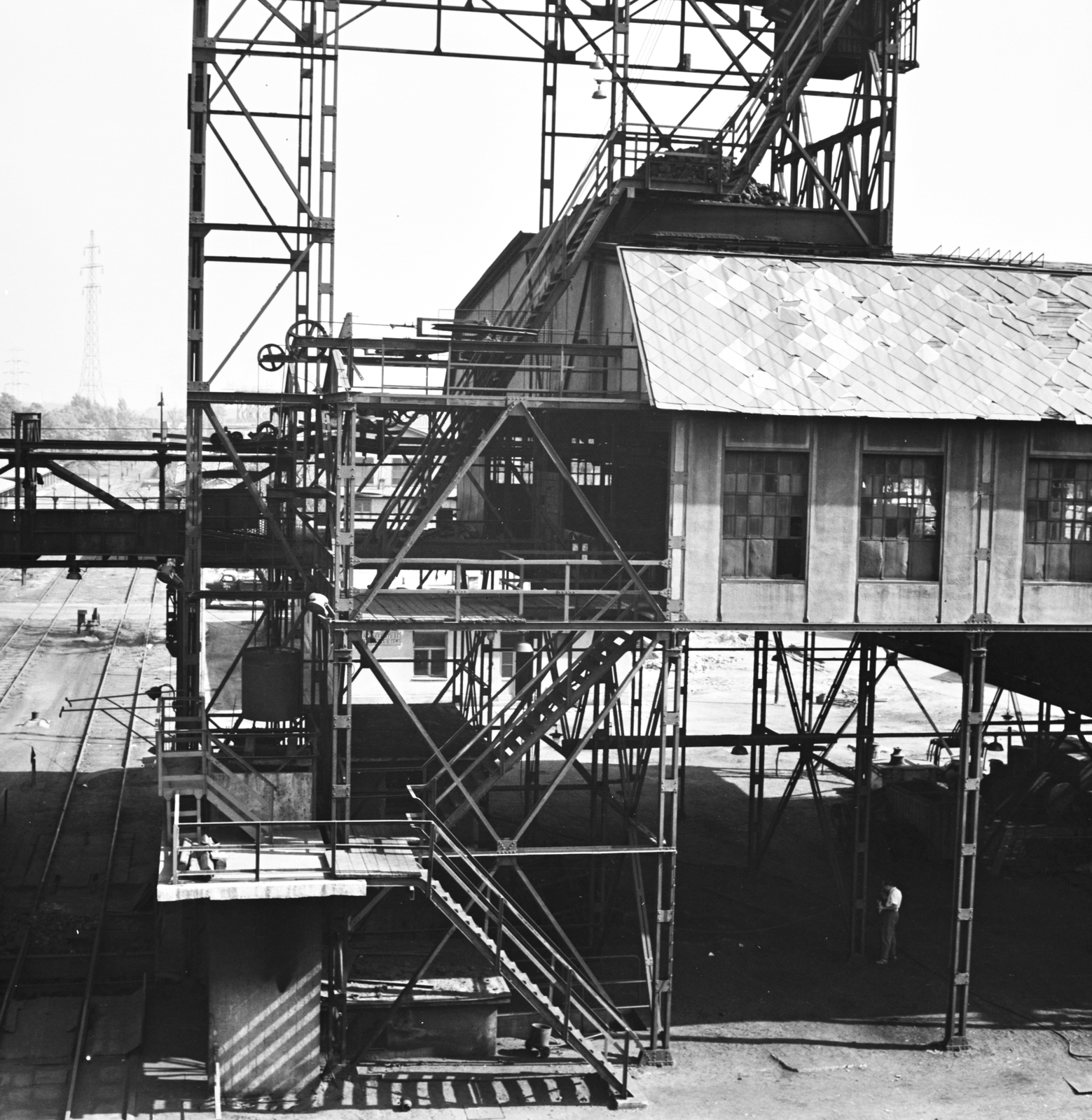 Hungary, Óbuda, Budapest III., Óbudai Gázgyár., 1963, FŐMTERV, Budapest, scaffolding, riveted steel, Fortepan #251901