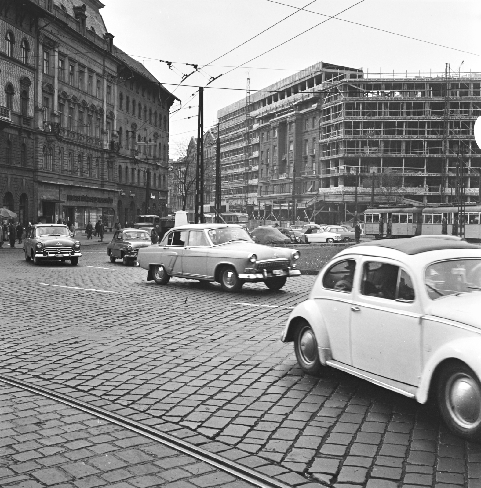 Hungary, Budapest VIII.,Budapest VII., Baross tér, szemben a Rákóczi út., 1963, FŐMTERV, Best of, Budapest, Volkswagen-brand, Fortepan #251930