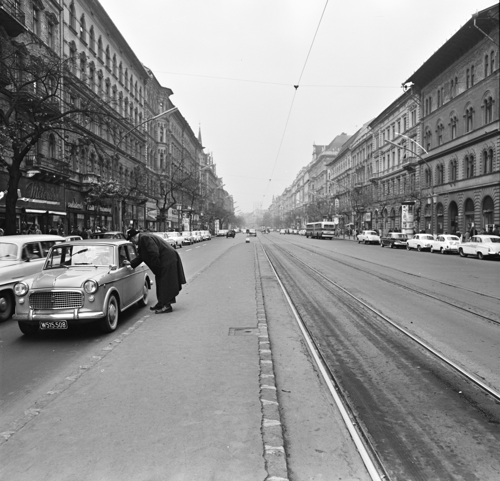 Hungary, Budapest VII., Erzsébet (Lenin) körút a Wesselényi utcai villamos megállótól az Oktogon (November 7. tér) felé nézve., 1963, FŐMTERV, Budapest, Fortepan #251934