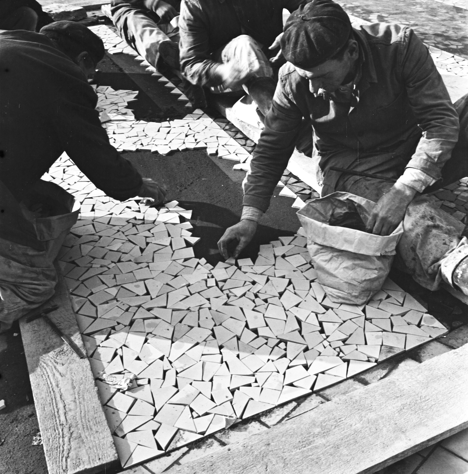 1963, FŐMTERV, Domonkos Endre, mozaikpadló, Fortepan #251985