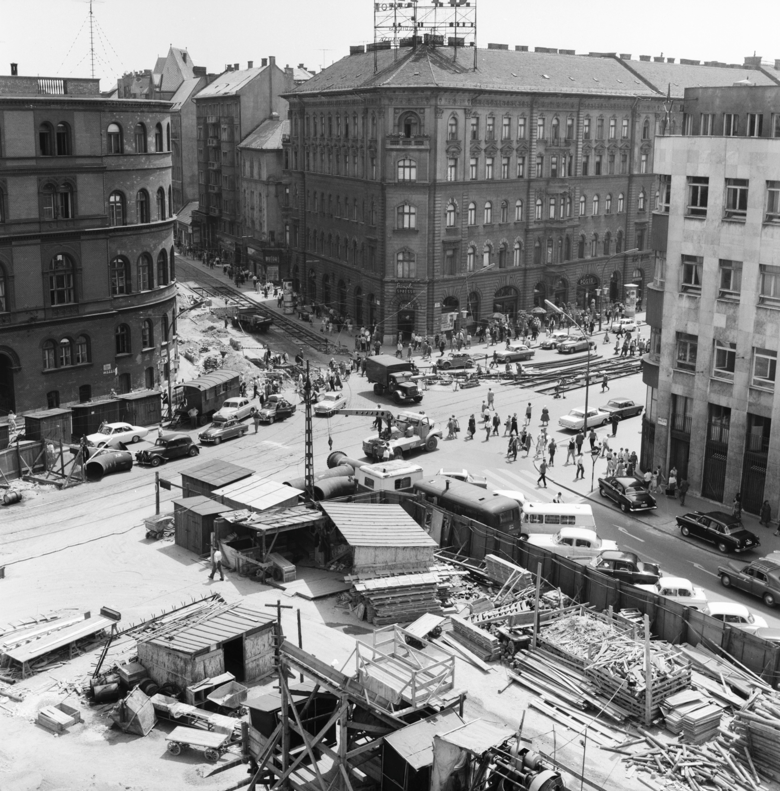 Hungary, Budapest VIII., József körút - Népszínház utca sarok a Blaha Lujza tér felől., 1966, FŐMTERV, Budapest, Fortepan #252256