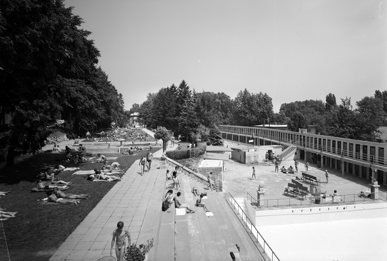 Hungary, Budapest III., Csillaghegyi strandfürdő., 1967, FŐMTERV, Budapest, Fortepan #252360