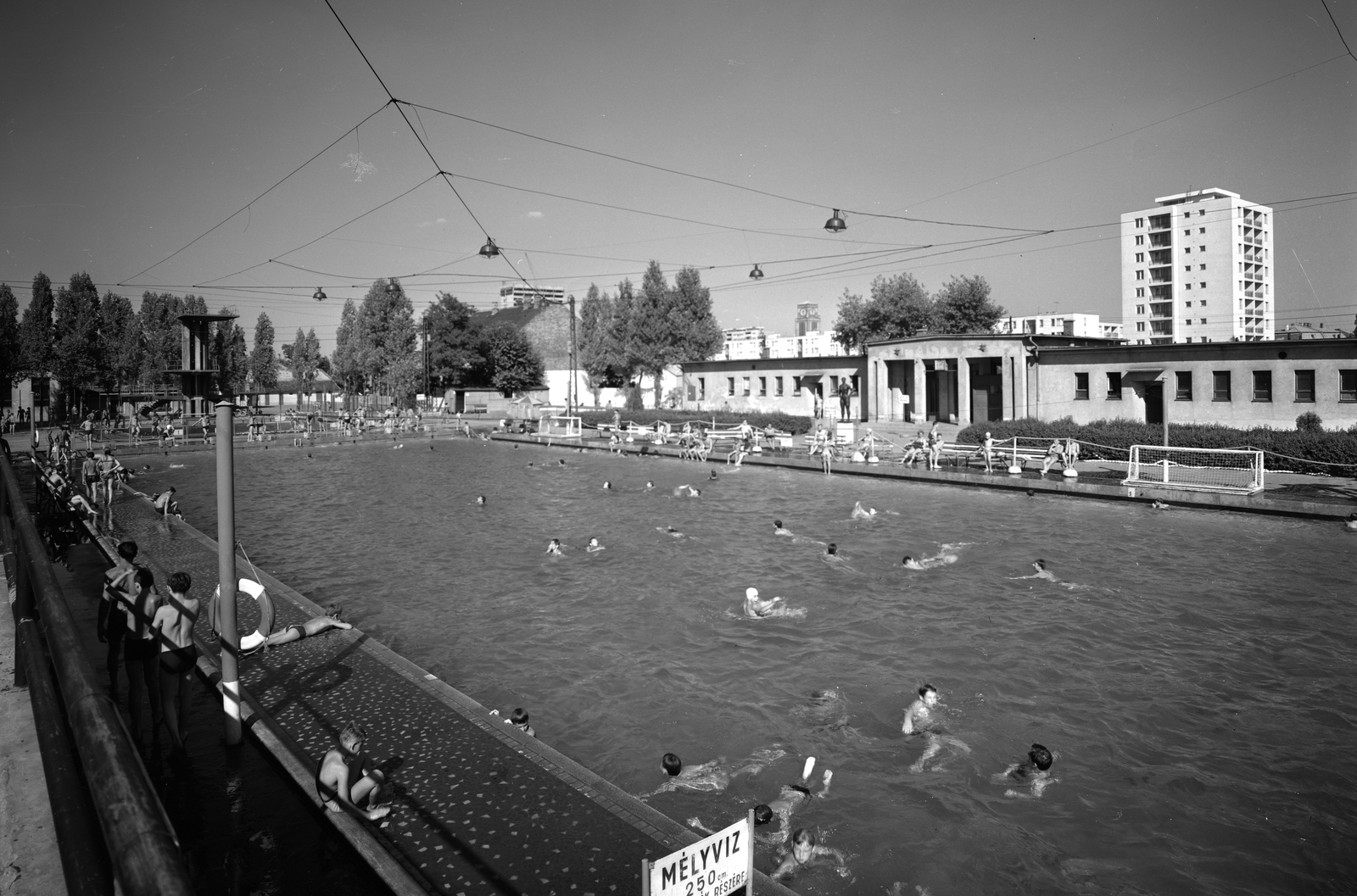 Magyarország, Budapest XIV., Szőnyi úti sporttelep, a BVSC sportegyesület uszodája., 1967, FŐMTERV, Domonkos Endre, Budapest, Fortepan #252365