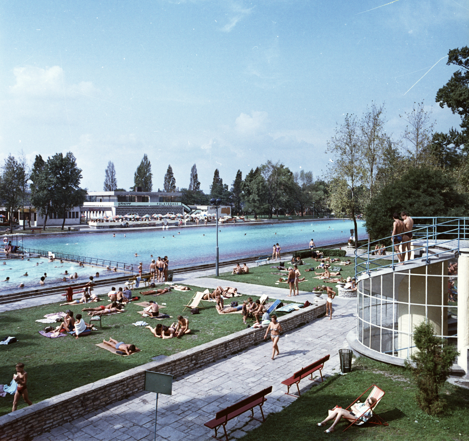 Magyarország, Margitsziget, Budapest, Palatinus Strandfürdő., 1967, FŐMTERV, Domonkos Endre, Fortepan #252385