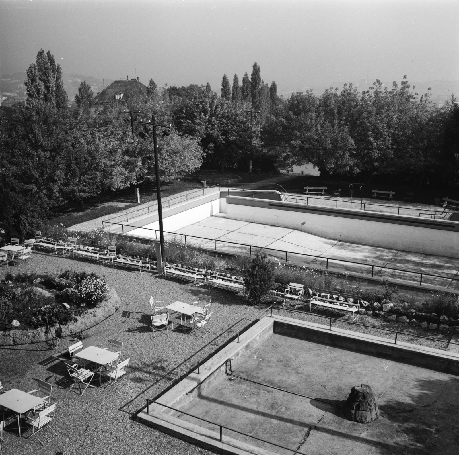 Hungary, Budapest XII., Lejtő út 28., Németvölgyi üdülő- és strandfürdő a Földművelésügyi Minisztérium üzemeltetésében., 1967, FŐMTERV, Budapest, Fortepan #252442
