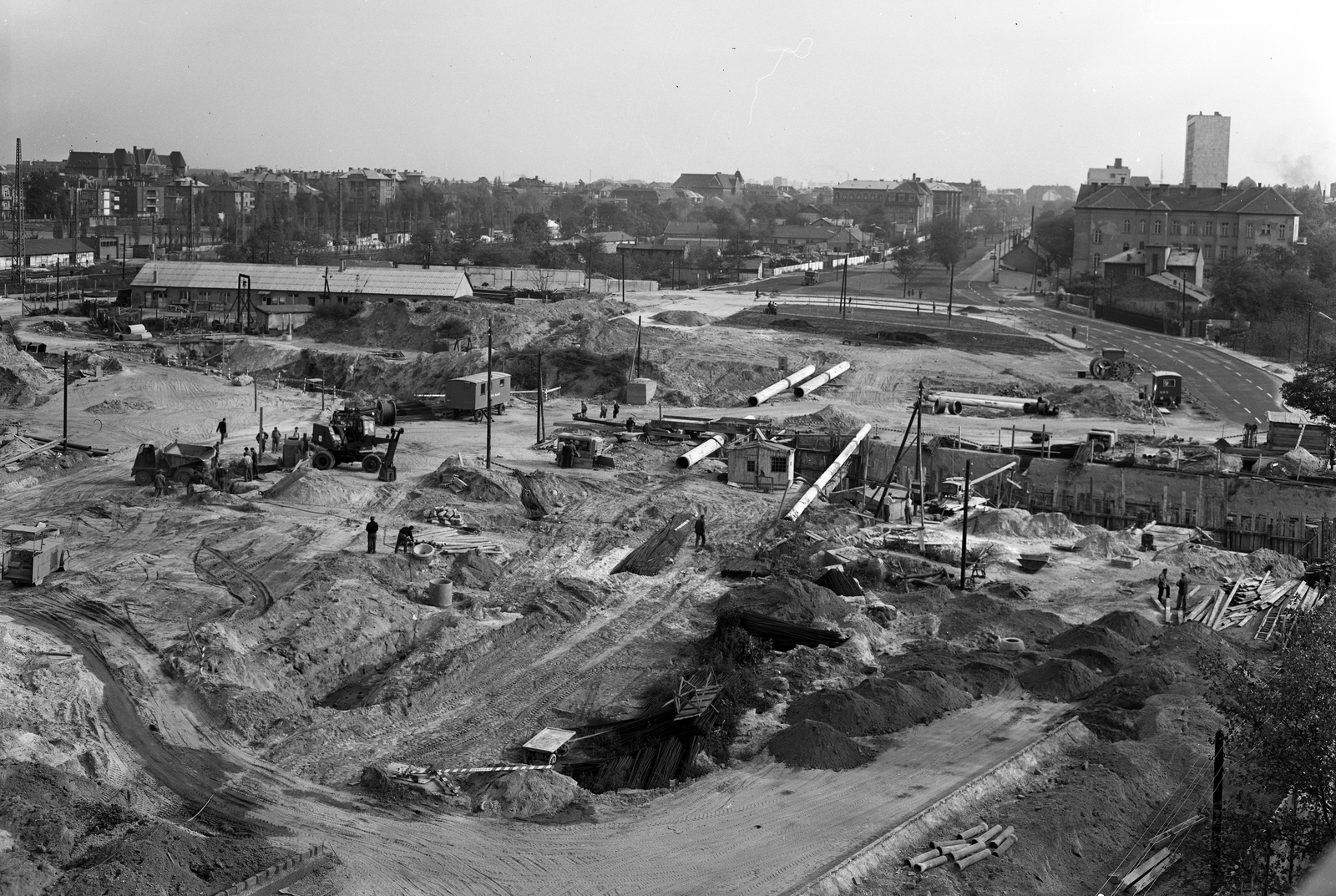 Hungary, Budapest XIV., a Hungária körút - Mexikói út közötti aluljáró építése, jobbra a Bethesda Gyermekkórház épülete látható., 1969, FŐMTERV, Budapest, Fortepan #252604