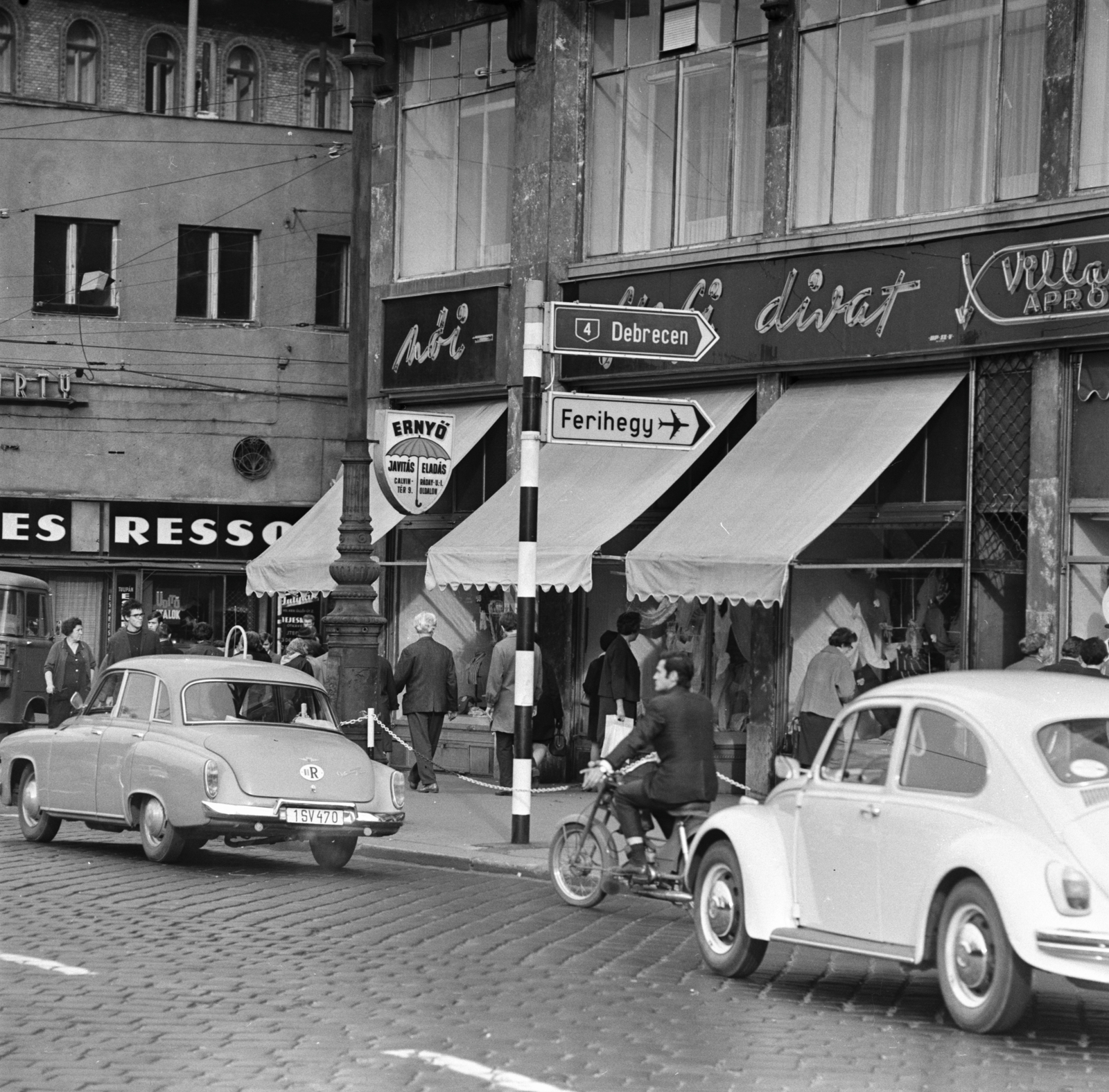 Hungary, Budapest VIII.,Budapest IX., Kálvin tér, balra az Üllői út torkolata., 1969, FŐMTERV, number plate, Budapest, espresso, Fortepan #252631
