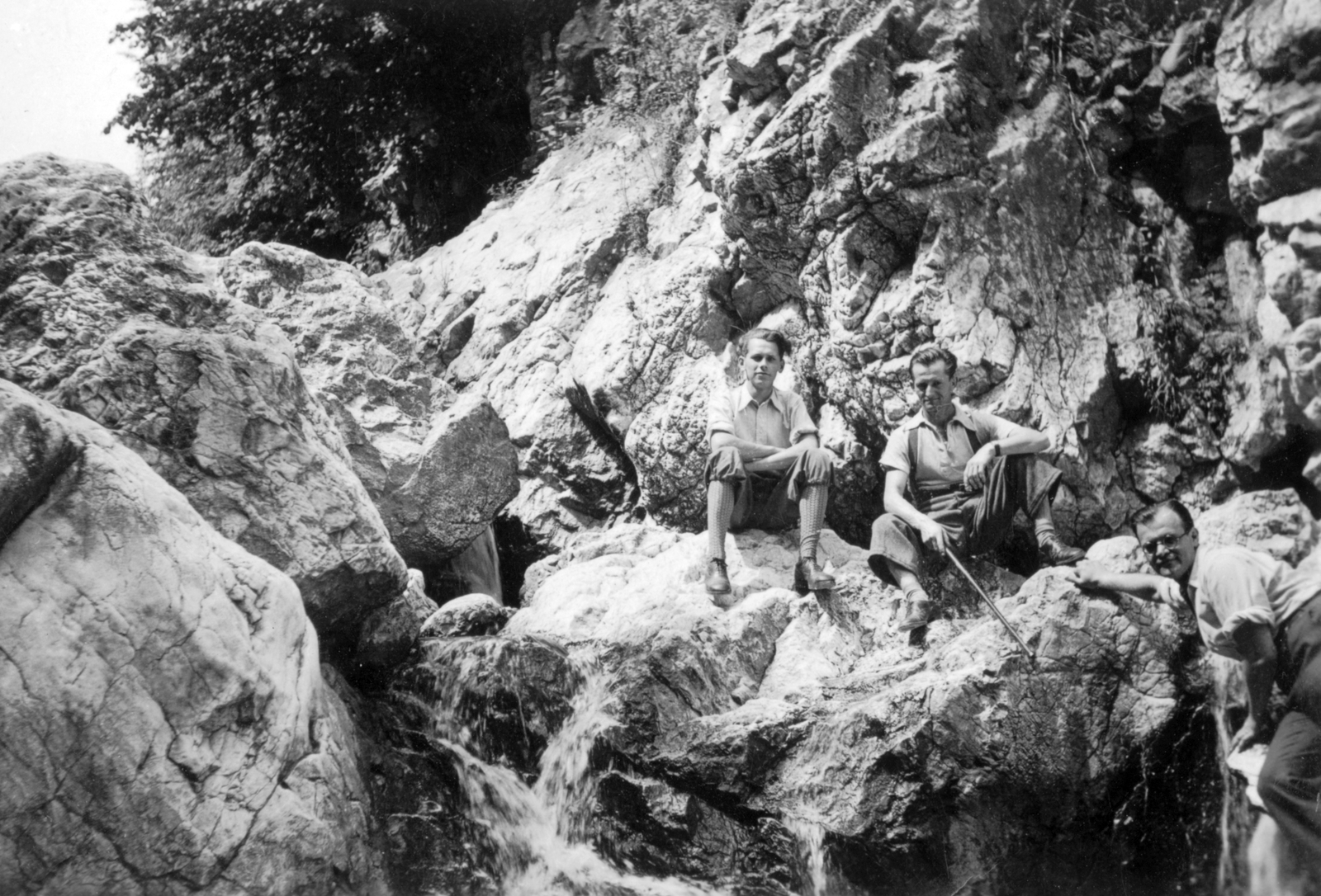 1937, Fortepan, men, glasses, breech, rock, sitting on a rock, Fortepan #25268