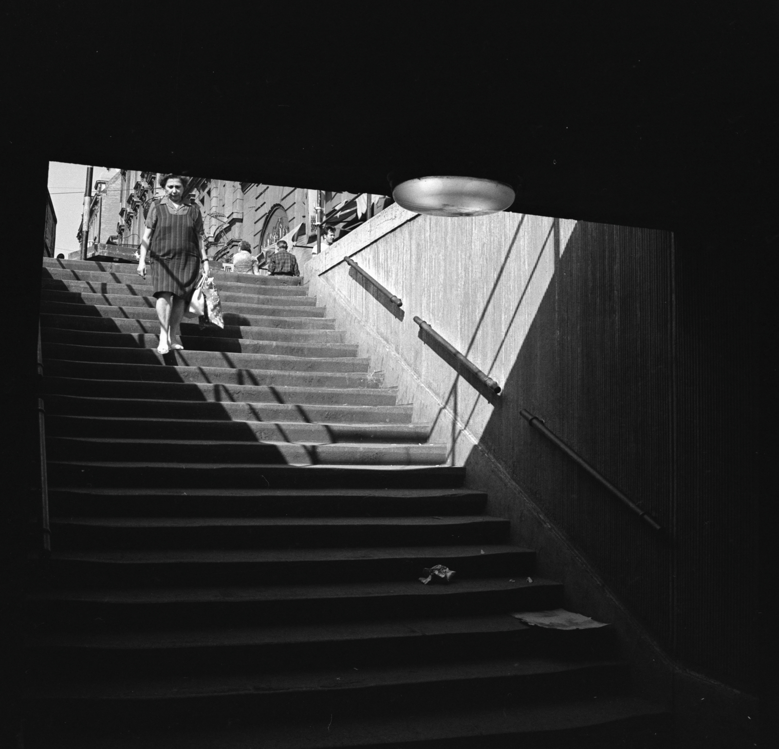 Hungary, Budapest IX., a Boráros téri aluljáró Ferenc körútra vezető lépcsője., 1970, FŐMTERV, Budapest, Fortepan #252796
