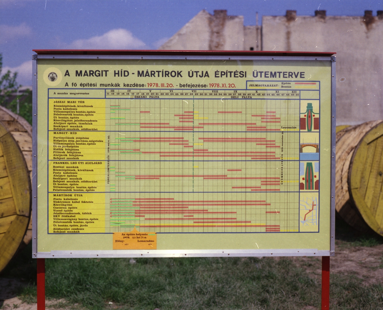Magyarország, Budapest II., Lövőház utca - Margit körút (Mártírok útja) sarok, 1978, FŐMTERV, Domonkos Endre, színes, Budapest, híd, tervezés, Fortepan #253782