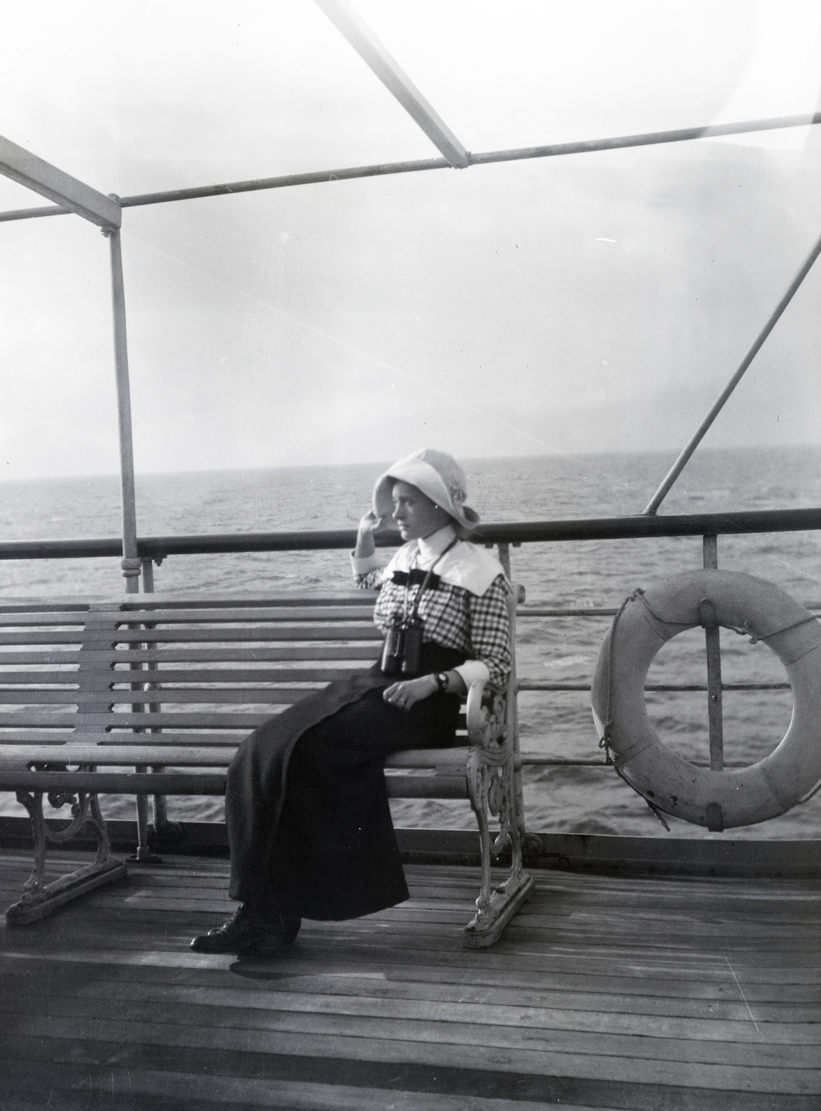 1913, Kriszt Béla, boat trip, lifebelt, Fortepan #254070