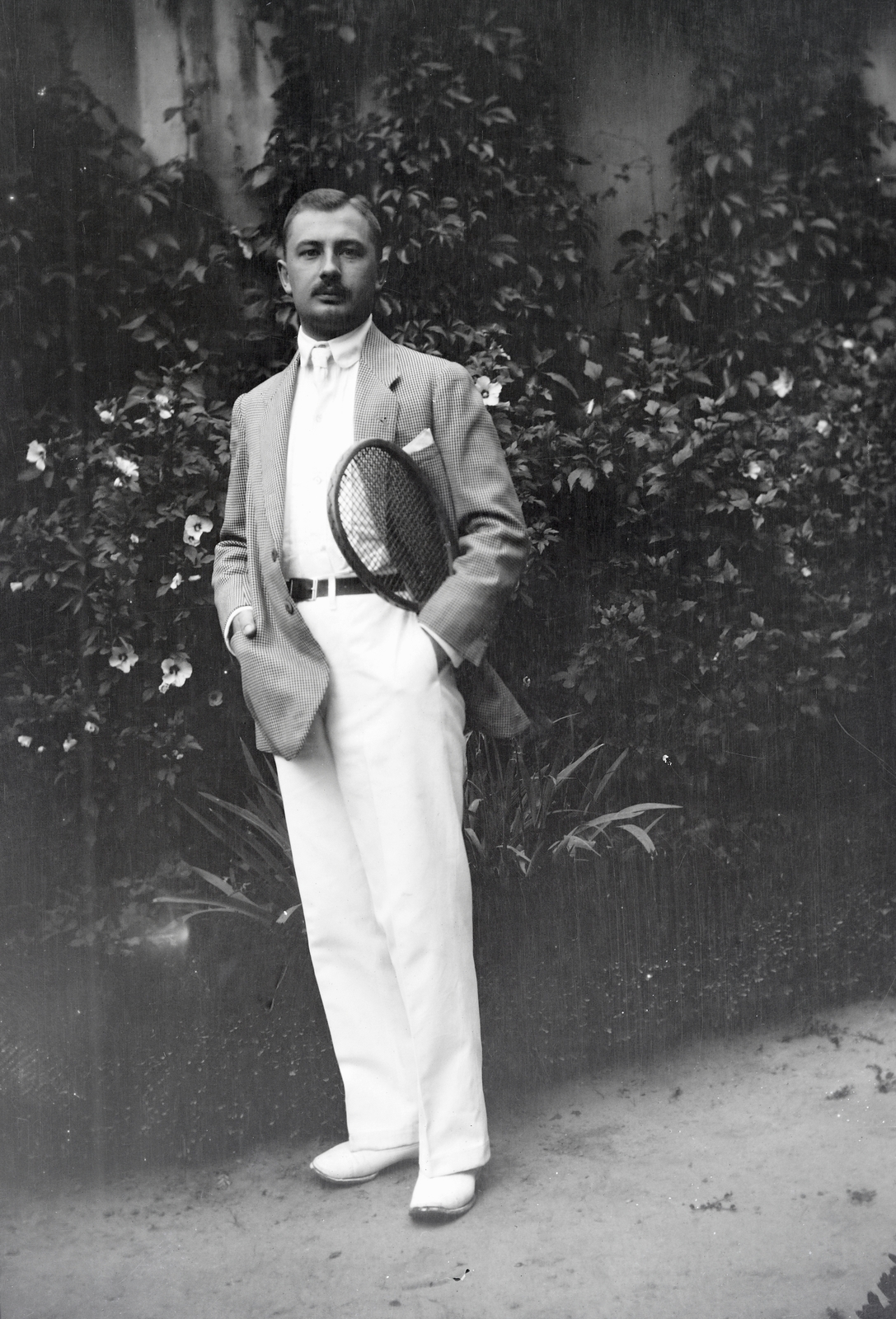 1920, Kriszt Béla, portrait, tennis rackets, Fortepan #254127