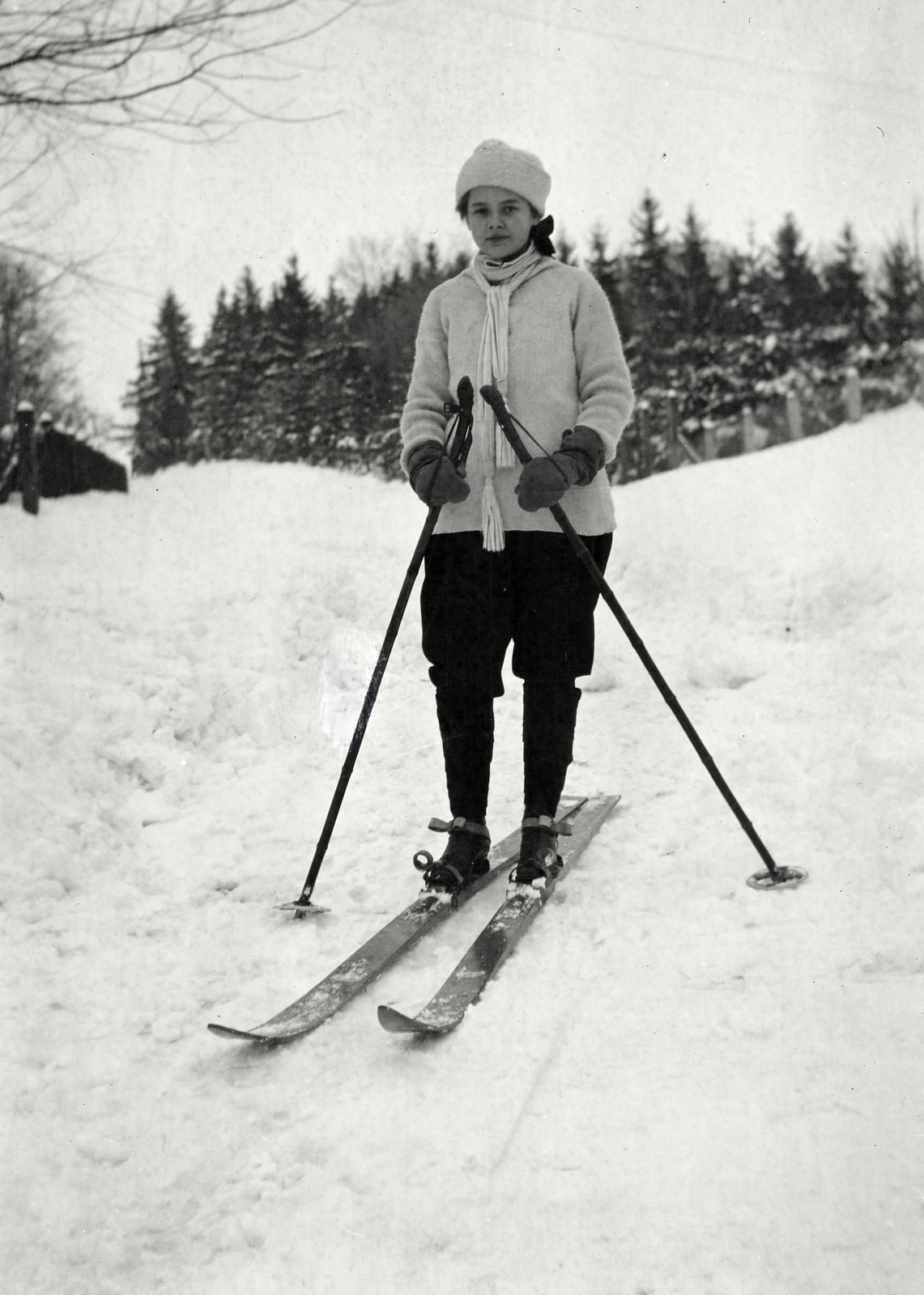1919, Kriszt Béla, skis, skiing, portrait, Fortepan #254134