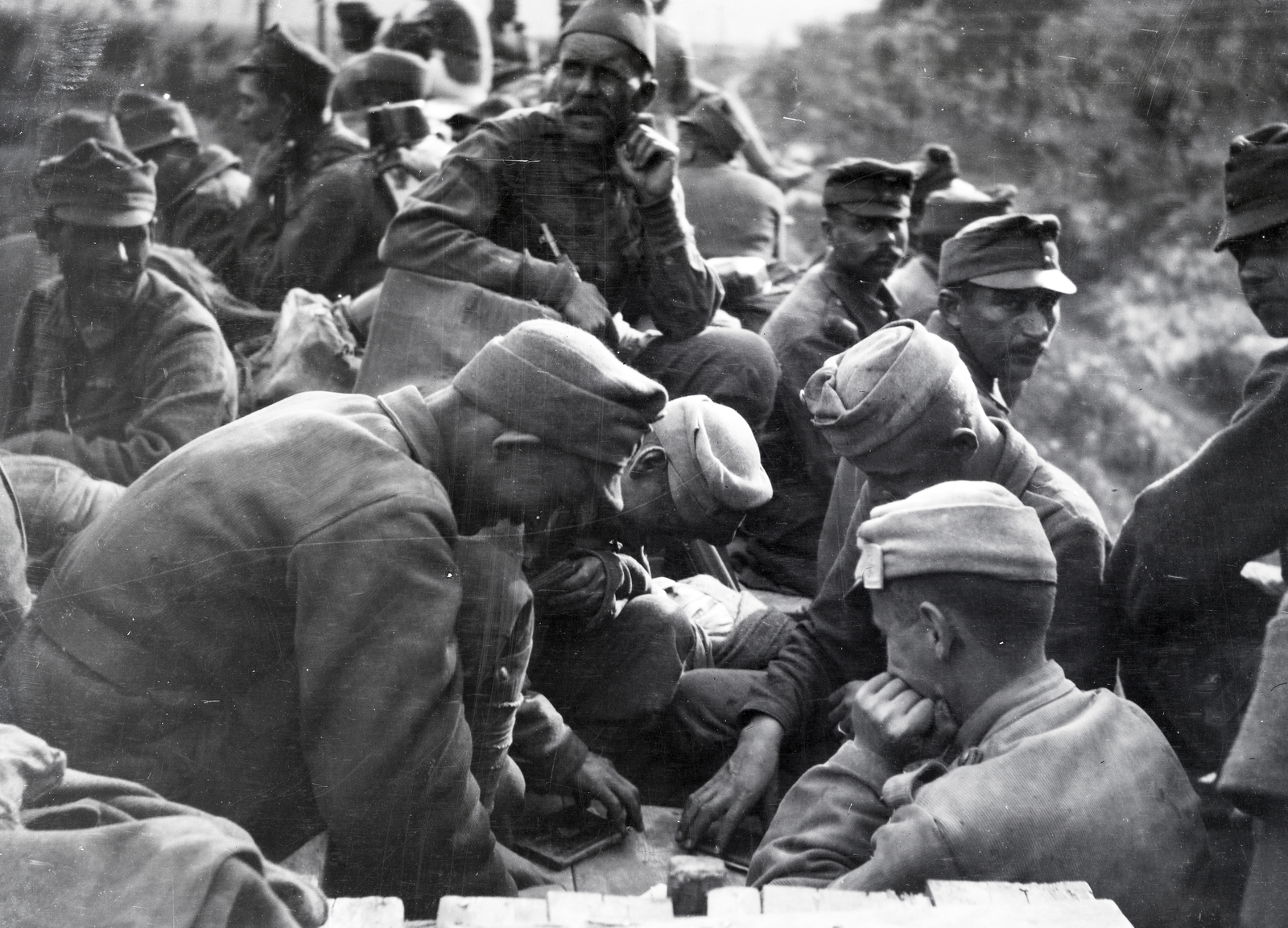 1918, Kriszt Béla, soldier, card game, First World War, Fortepan #254265