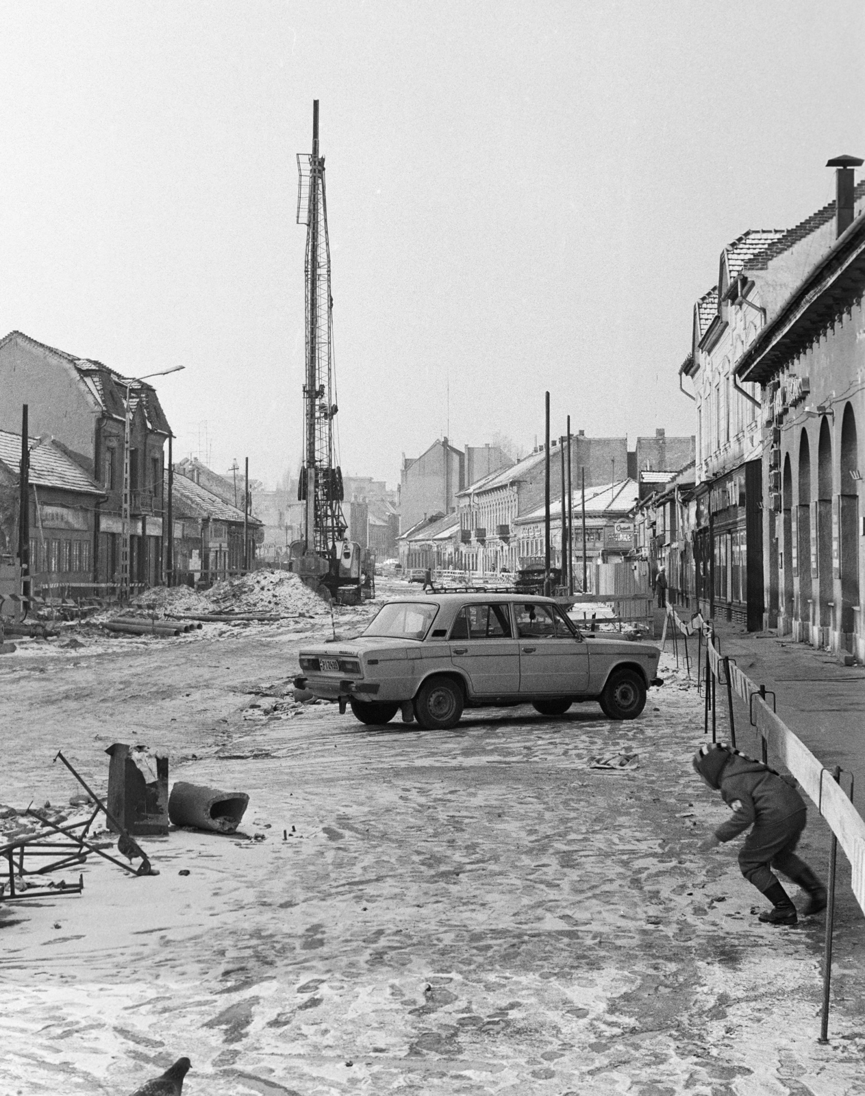 Hungary, Budapest IV., csatornaépítés az Árpád út István (Bajcsy-Zsilinszky) út - Aradi utca közötti szakaszán., 1986, Otruba Ferenc és Zoltán, Budapest, Fortepan #254678