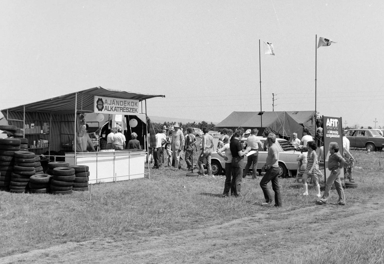 Hungary, Veszprém, a felvétel a 8-as főút mellett, a 48-as kilométerkőnél, a hetedik Lada-márka találkozó alkalmával készült., 1980, Bojár Sándor, AFIT organisation, Fortepan #255187