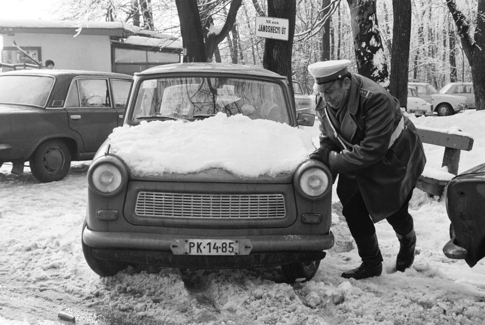 1977, Bojár Sándor, Best of, rendszám, tél, Trabant 601, Trabant-márka, elakadás, Fortepan #255218