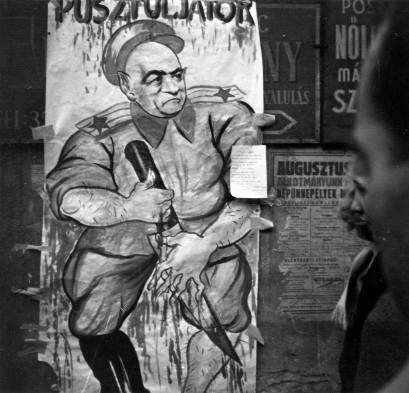 1956, Jezsuita Levéltár, Best of, Mátyás Rákosi-portrayal, revolution, poster, photo aspect ratio: square, caricature, Fortepan #255760