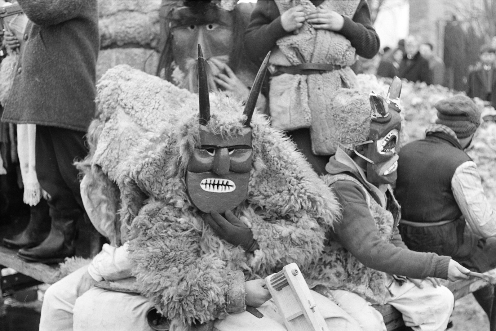 Magyarország, Mohács, a felvétel a busójárás idején készült., 1969, Székely Balázs, népszokás, Fortepan #256313