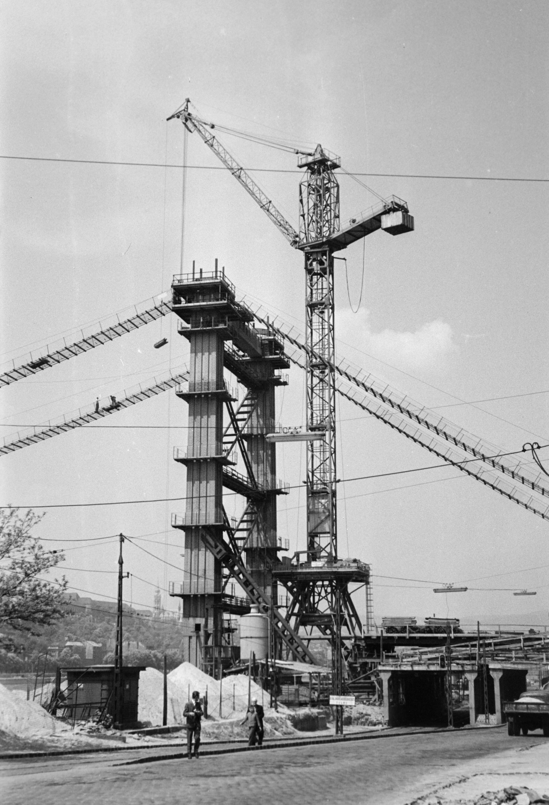 1963, Széky, construction, crane, Fortepan #256480
