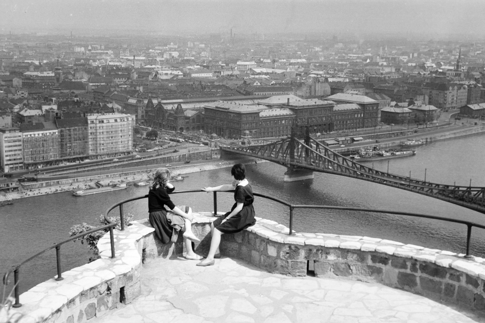 1960, Széky, látkép, falon ülni, Fortepan #256482