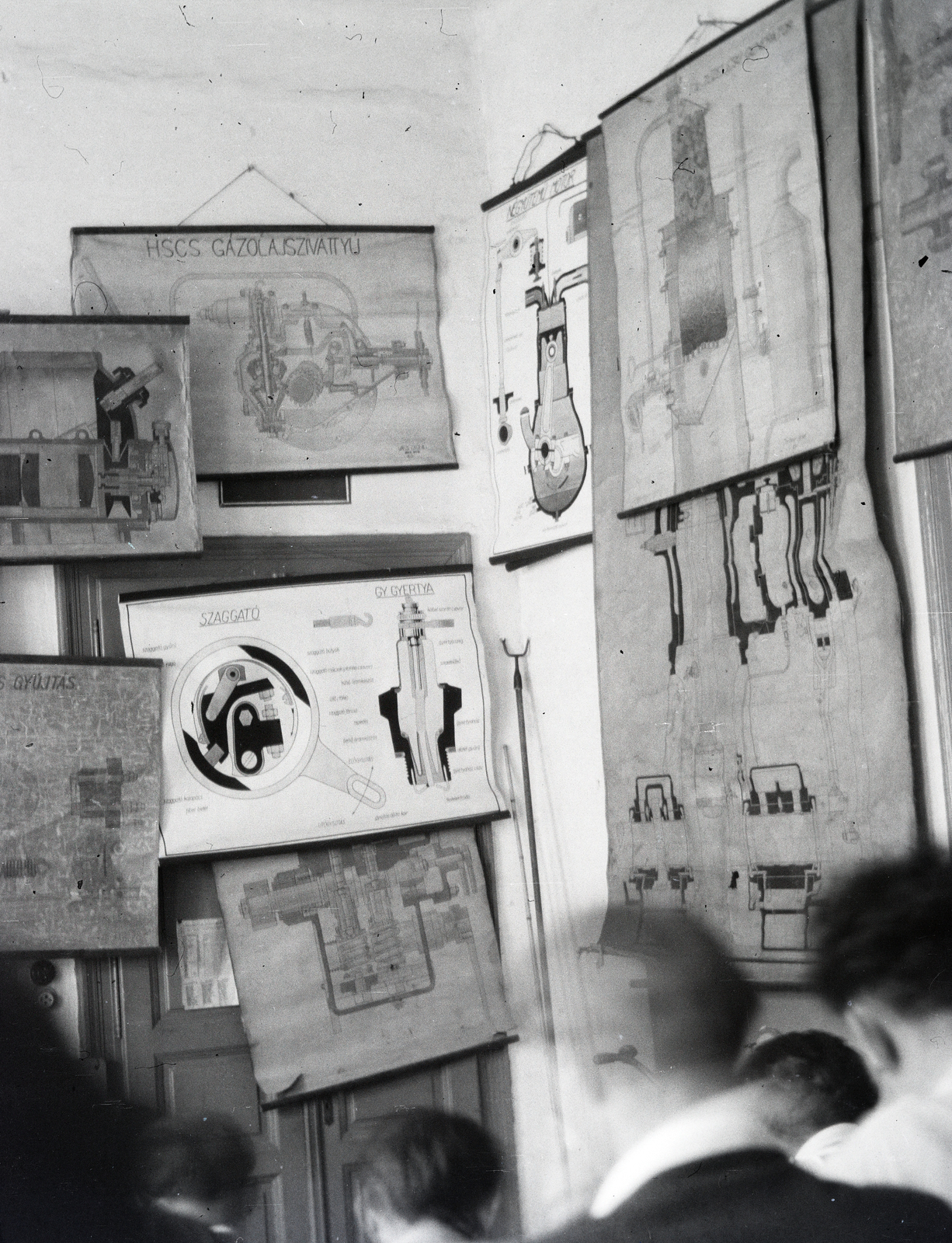1946, Tildy Istvánné, classroom, technical drawing, engine, Fortepan #256633