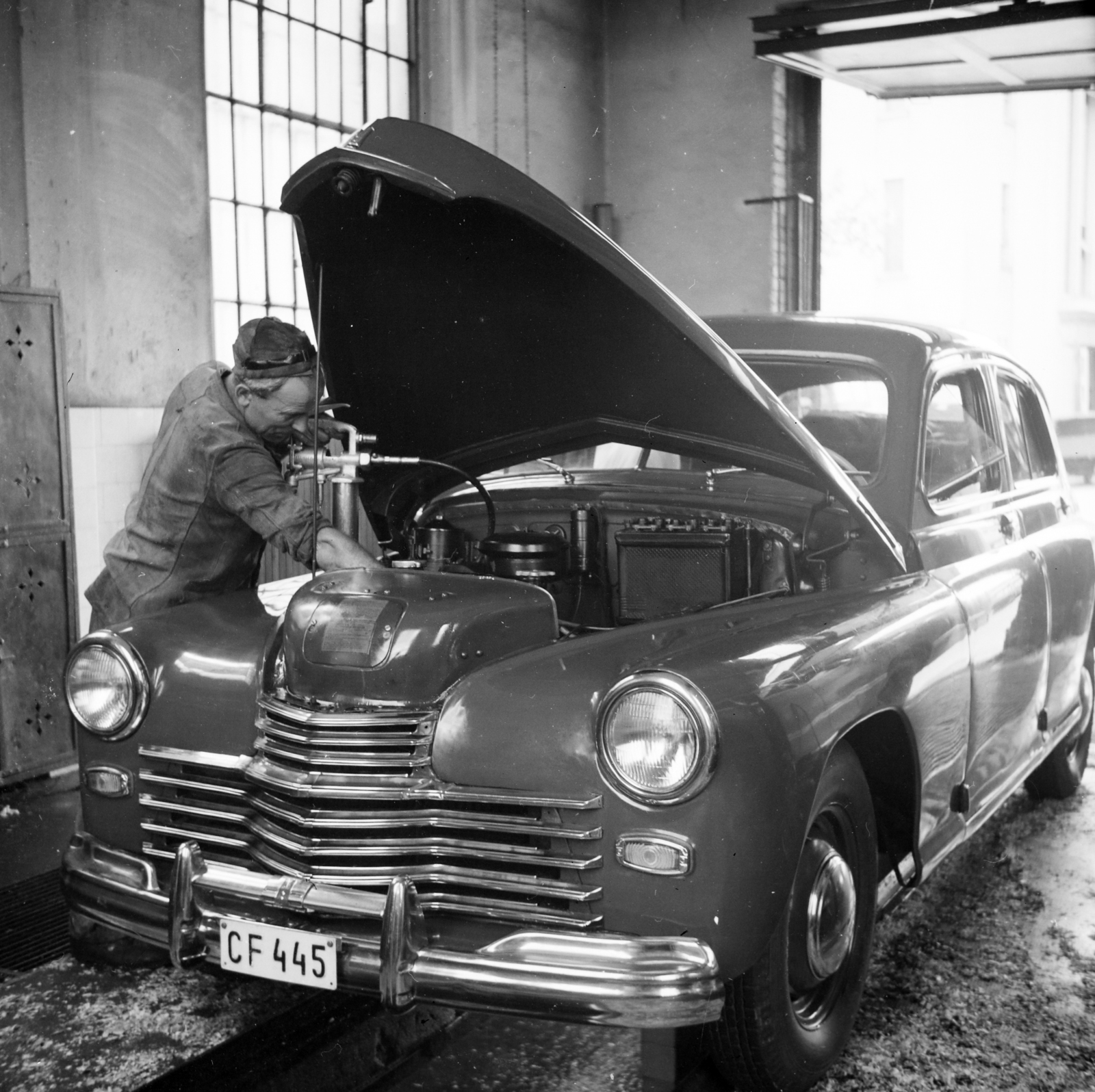 1955, Bolvári László, number plate, photo aspect ratio: square, automobile, mechanic, Fortepan #256892